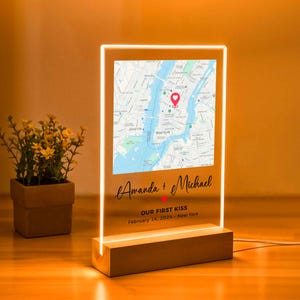 Benutzerdefinierte Landkarte Plakette wo wir uns trafen Hochzeitstag Unser erstes Datum Einzigartige Paare Geschenk Verlobung Valentinstag besondere Anlässe