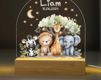Nattlampa för barn med namn, personlig nattlampa, personlig nattlampa för barnrum, babyshowerpresent, present till nyfödd, 1-årsdagspresent