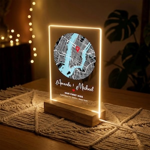 Targa in acrilico con mappa personalizzata del primo appuntamento, mappa di dove ci siamo incontrati, mappa personalizzata di dove tutto è iniziato, regalo di anniversario, arredamento minimalista per la casa