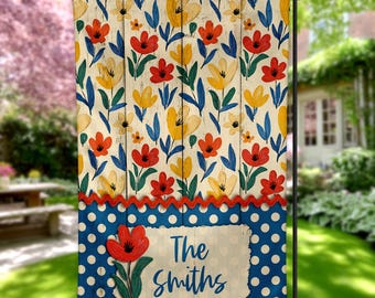 Floral Garden Flag Sublimation Design | Whimsical Flower Yard Flag Template | Rustic Polka Dot Garden Flag PNG