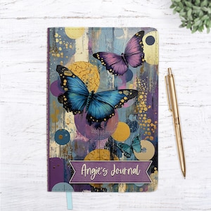 Butterfly Journal Cover Sublimation Design | Mixed Media Butterfly Notebook Wrap | Printable Journal Template | Journal Cover PNG