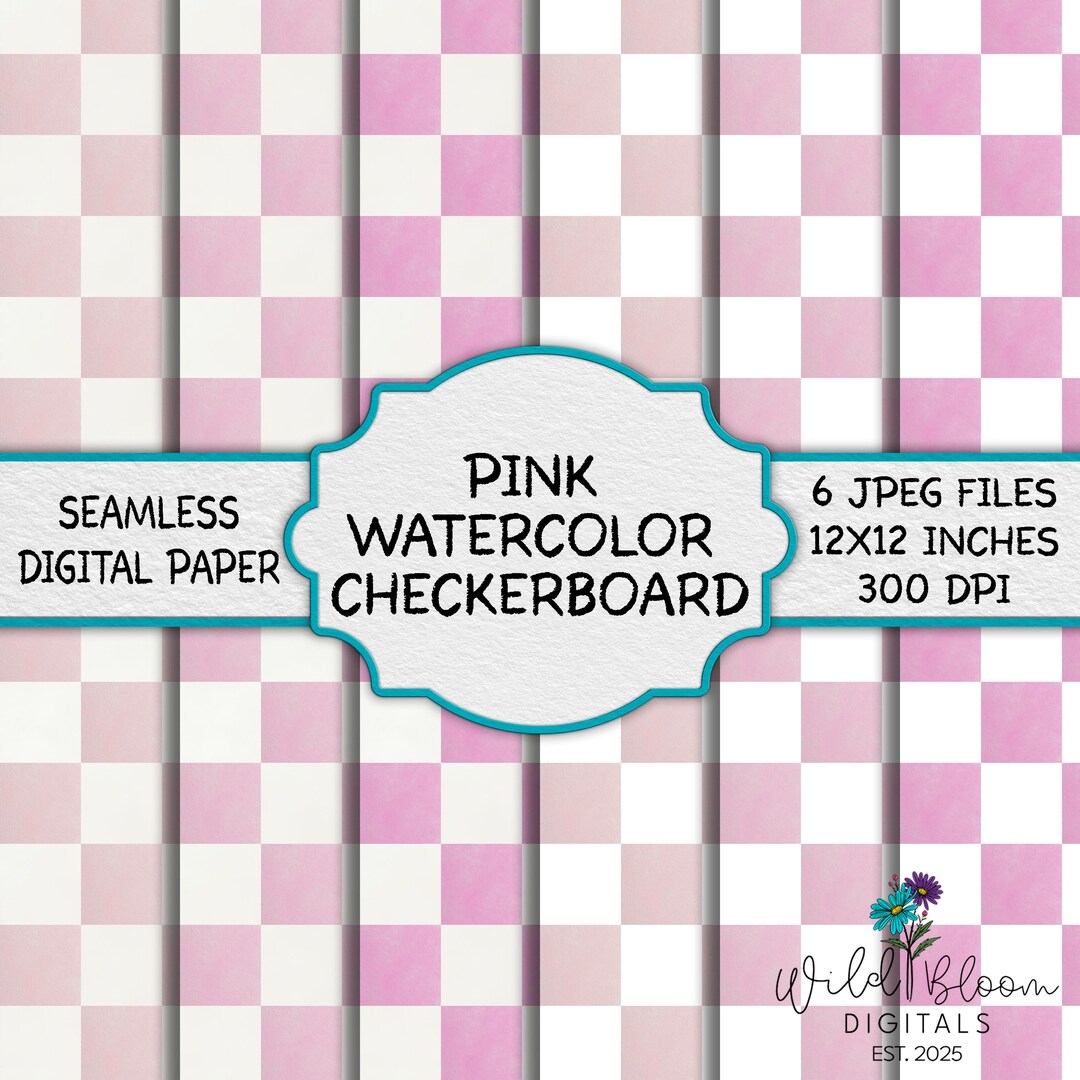 Pink Checkerboard Digital Paper Pack | 12x12 Seamless JPG | 300 DPI ...
