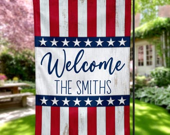 Americana Garden Flag PNG | Patriotic Welcome Flag Sublimation Design | Stars and Stripes Digital Download