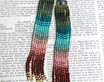 Shoulder duster ombré lotus beaded fringe earrings