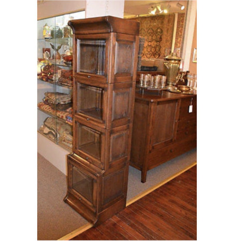 Mission Narrow Oak Barrister Bookcase 4 Stack High With Etsy