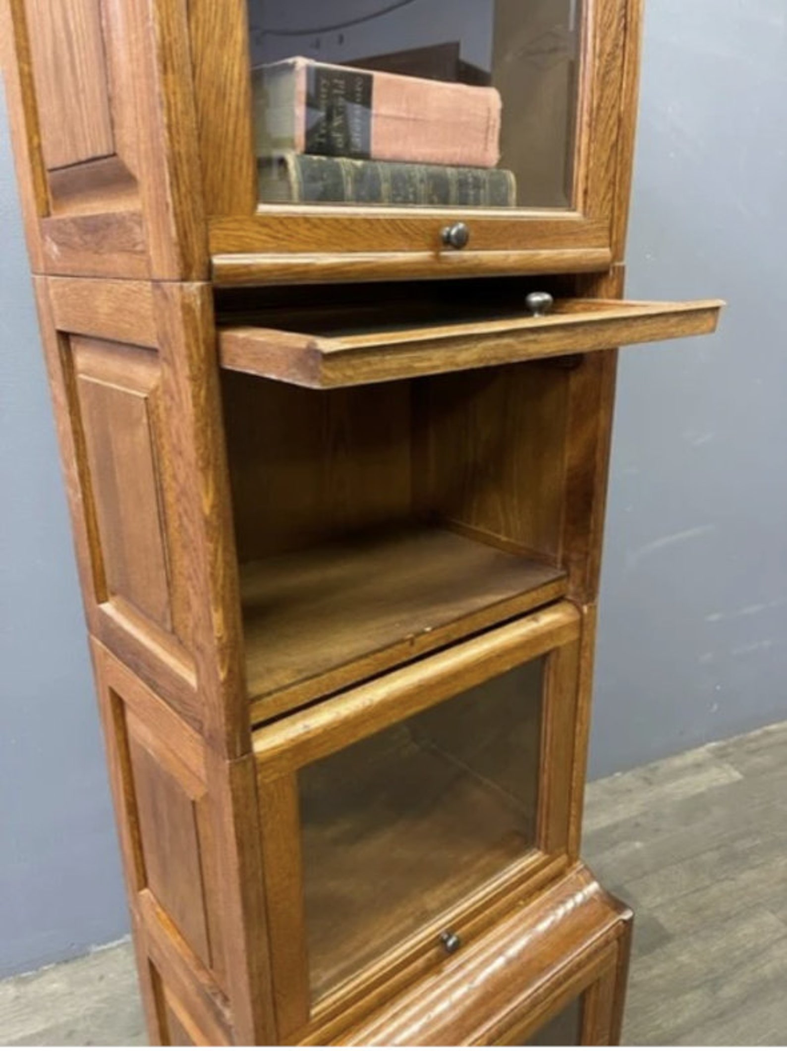 Mission Narrow Oak Barrister Bookcase 4 Stack High With Etsy