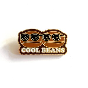 Cool Beans Enamel Pin – Lapel, Coffee Bean, Hard Enamel, 90s