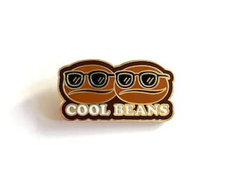 Cool Beans Enamel Pin – Lapel, Coffee Bean, Hard Enamel, 90s