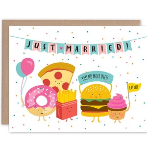 Chega de dieta de casamento - cartão de casamento de parabéns