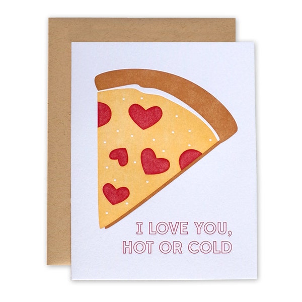 Pizza Card – Letterpress Card, I Love You, Valentines Day Card, Anniversary Card