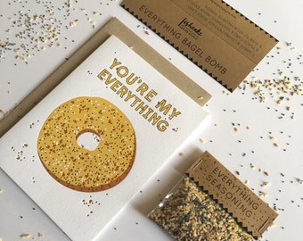 Everything Bagel Bomb – Letterpress Card + Prank Kit, Valentines Day Card