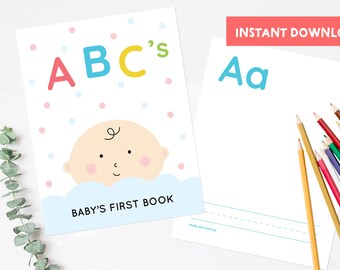 Custom Alphabet Baby Book / Baby Shower Game / Baby Gift / Coloring / Keepsake / Guestbook / Printable PDF