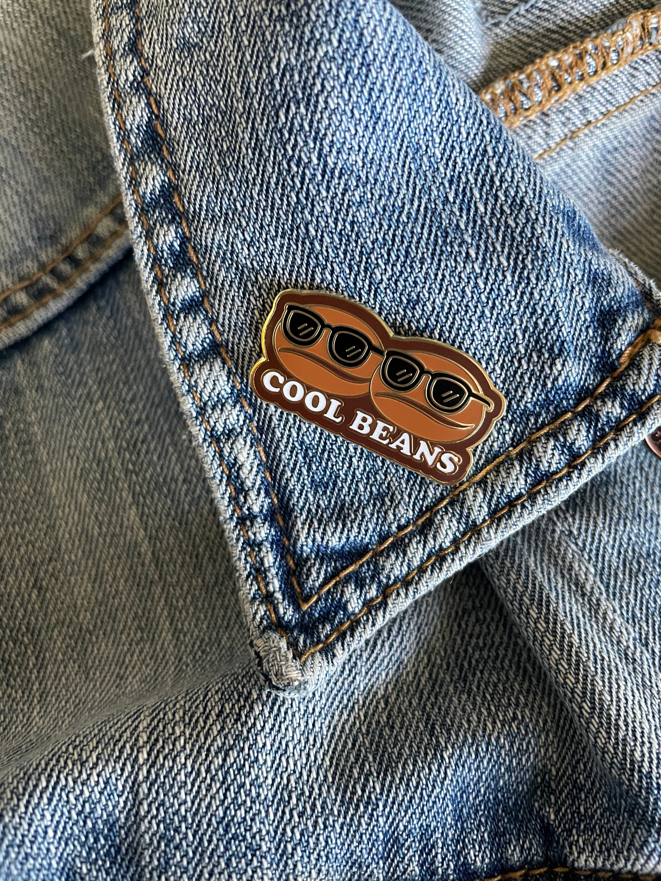 Cool Beans Enamel Pin Lapel Coffee Bean Hard Enamel 90s | Etsy