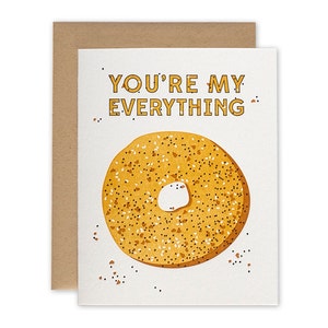 Everything Bagel Letterpress Card, Valentines Day Card, Mothers Day Card, Anniversary Card image 1