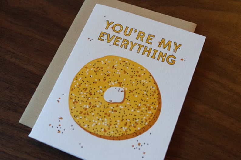 Everything Bagel Letterpress Card, Valentines Day Card, Mothers Day Card, Anniversary Card image 2