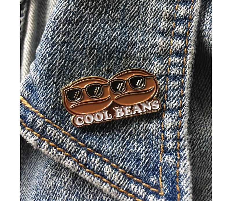 Cool Beans Enamel Pin Lapel Coffee Bean Hard Enamel 90s | Etsy