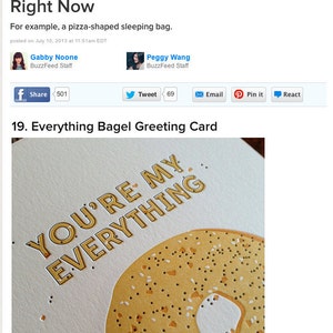 Everything Bagel Letterpress Card, Valentines Day Card, Mothers Day Card, Anniversary Card image 4