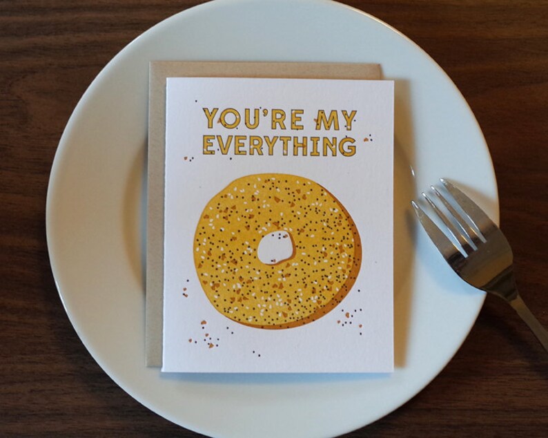 Everything Bagel Letterpress Card, Valentines Day Card, Mothers Day Card, Anniversary Card image 3