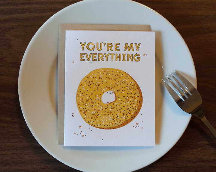 Everything Bagel – Letterpress Card, Valentines Day Card, Mothers Day ...