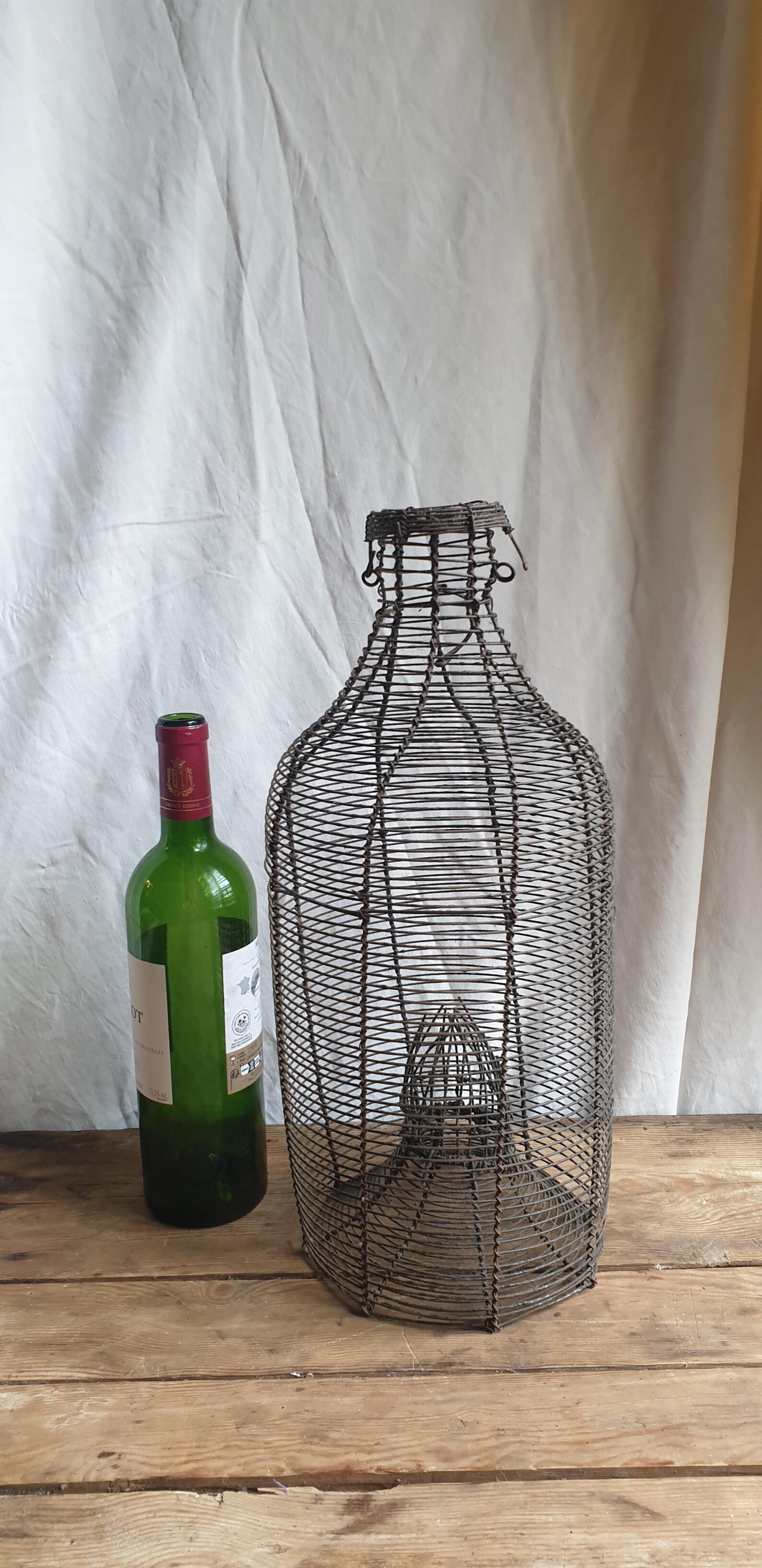 Ancienne Nasse De Pêche Appât Fer Pliant Deco Panier Pêcheur