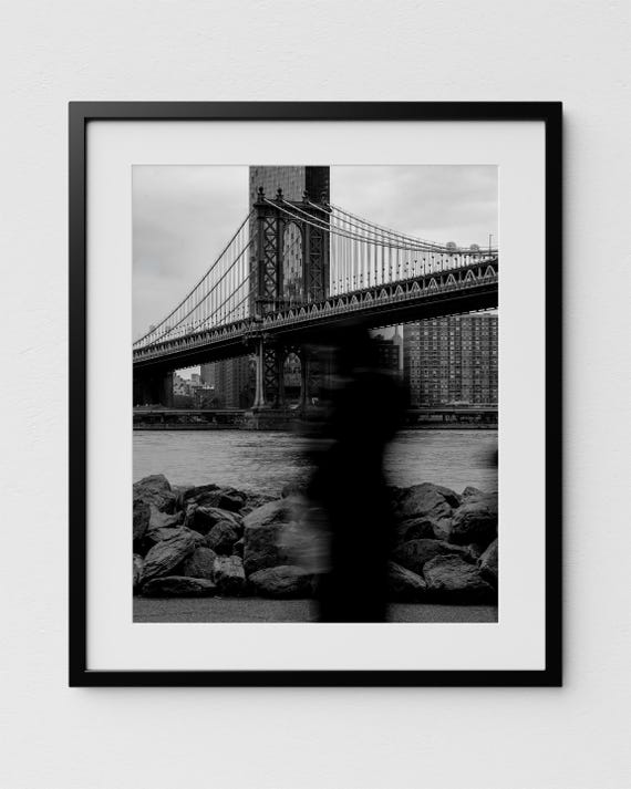 Manhattan Bridge – Framed Fine Art Print – Black and White NYC Wall Art