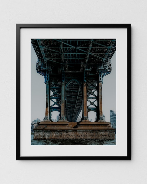 Framed Fine Art Print – Manhattan Bridge Underside Photo – Urban Industrial Wall Art