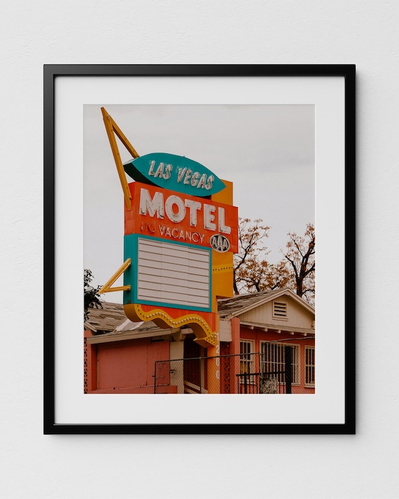 Framed Fine Art Print – Las Vegas Motel Sign – Retro Wall Art – Vintage Photography