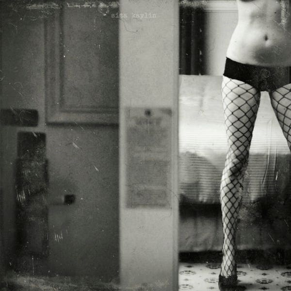 self-portrait, the biltmore hotel, los angeles, black and white, legs, fishnets, legs, stripper  5x5, 10x10