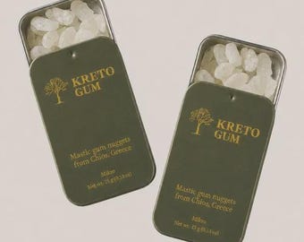 Kreto Mastic Gum | 2 PACK | 100% Natural Greek Mastiha Resin | Premium Chios Mastic Gum | Natural & Plastic Free | Pocket Tin