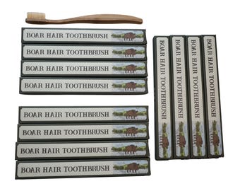Boar Bristle Toothbrush |  12 PACK |  Plastic Free  |  Bamboo Handle  |  No Microplastics  |  Natural Toothbrush  |  100% Boar Bristles