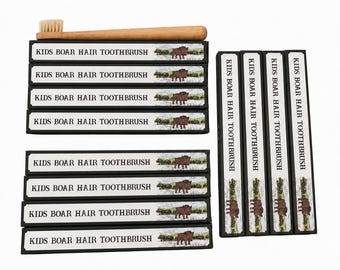 Kids Boar Bristle Bamboo Toothbrush | 12 PACK Plastic Free | Bamboo Handle | Natural Kids Toothbrush | 100% Boar Bristles