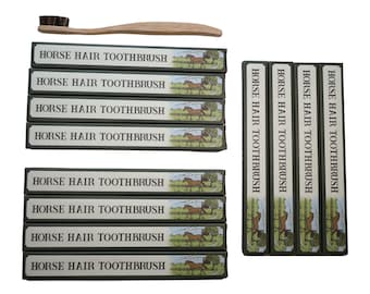 Horsehair Toothbrush | 12 PACK | Natural Toothbrush | Bamboo Toothbrush | Eco Friendly | Biodegradable | Plastic Free | No Microplastics
