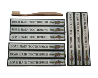 Boar Bristle Toothbrush |  9 PACK | Plastic Free  |  Bamboo Handle  |  No Microplastics  |  Natural Toothbrush  |  100% Boar Bristles