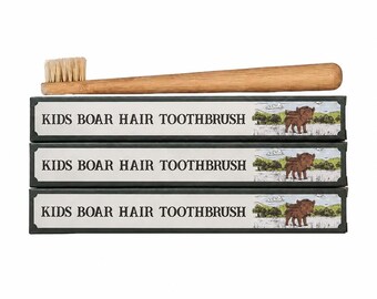 Kids Boar Bristle Bamboo Toothbrush | 3 PACK | Plastic Free | Bamboo Handle | Natural Kids Toothbrush | 100% Boar Bristles