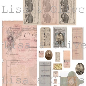 Digital Vintage French Ephemera haberdashery lace sample card folder Junk Journals by Lisa and Olive
