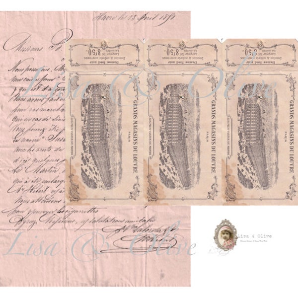 Digital Vintage French Ephemera Lace card folder haberdashery lace cards sample card  by Lisa and Olive