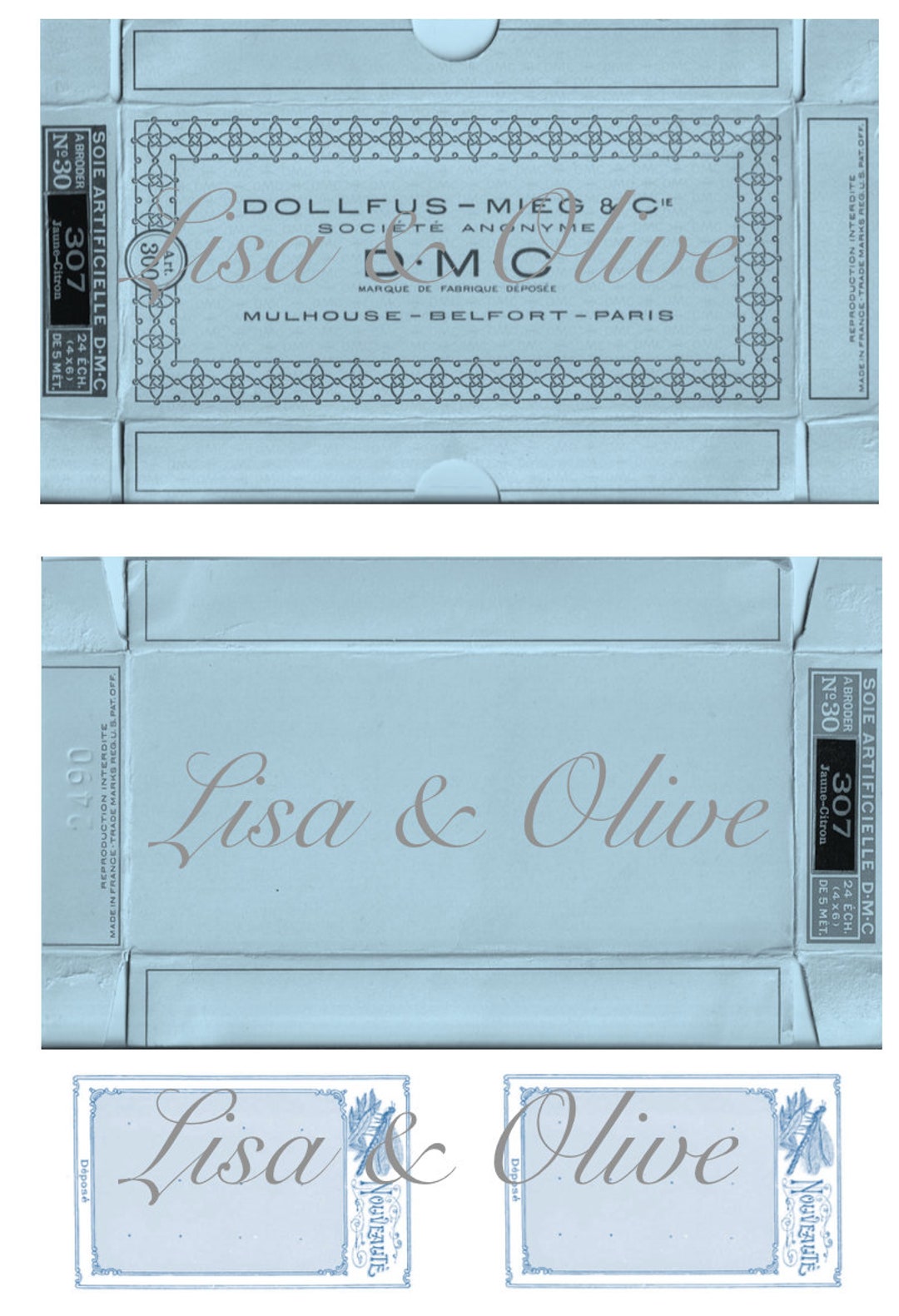 Digital Blue DMC Thread Box Vintage French Ephemera Haberdashery for ...