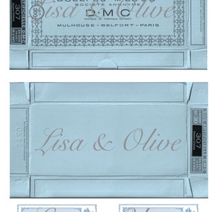 Digitale blauwe DMC-draaddoos Vintage Franse kortstondige fournituren voor kantmonsters of vintage Threads Junk Journals van Lisa and Olive
