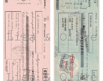 Digital Vintage French Ephemera cheques great for Junk Journals Lisa and Olive