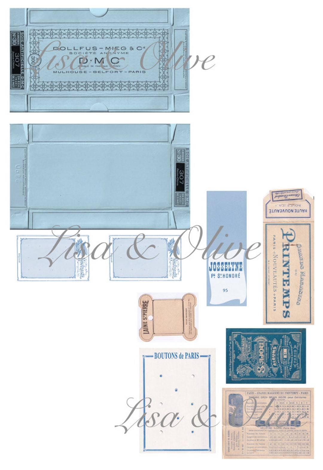 Digital Blue DMC Thread Box Vintage French Ephemera - Etsy