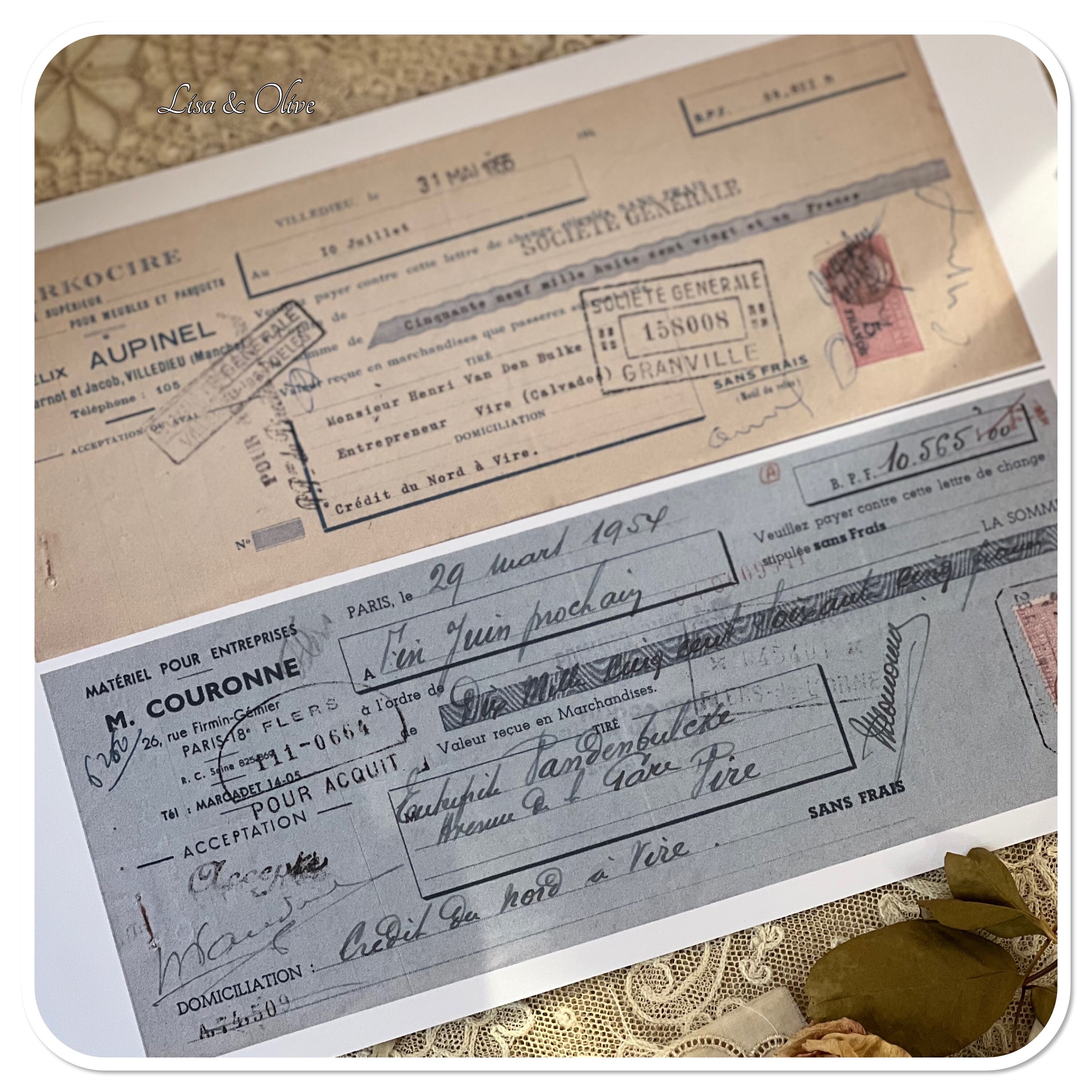 Digital Vintage French Ephemera Cheques Great for Junk Journals Lisa ...