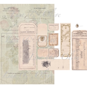 Digitale vintage Franse Ephemera Lace kaartmap fournituren kantkaarten voorbeeldkaart van Lisa and Olive