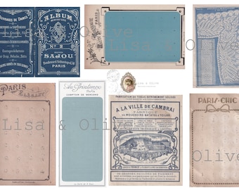 Digital Vintage French Ephemera bouton cards button cards all vintage French ephemera  Lisa and Olive