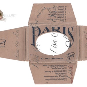 Digitaler Vintage Französischer Ephemera Umschlag für Junk Journal Ephemera Paris Umschlag – Lisa und Olive