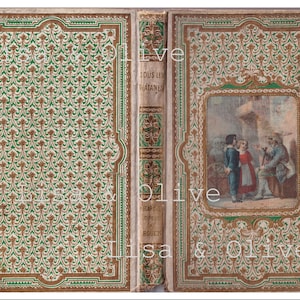 Digital Vintage French green book cover vintage French ephemera great for Junk Journals by Lisa and Olive
