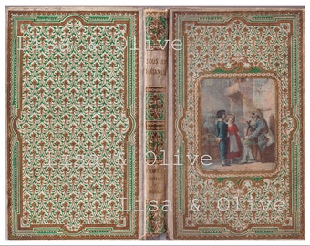 Digital Vintage French green book cover vintage French ephemera great for Junk Journals by Lisa and Olive