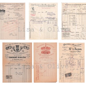 Digital French Ephemera Vintage French receipts by Lisa and Olive