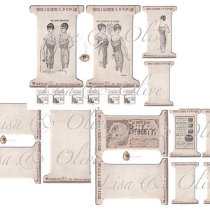 Digitale vintage Franse ephemera kantopwindkaarten fournituren kantkaarten stoffenkaarten van Lisa en Olive