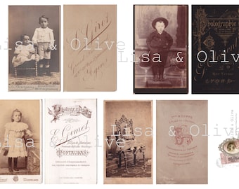 Digital Vintage French Ephemera Vintage children Cabinet Cards great for Junk Journals or Journal Cards
