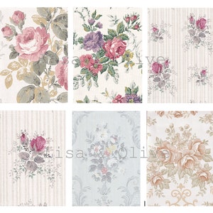 Digitaal vintage bloemenbehang Monsters prachtig shabby chic bloemenbehang 6 vintage ontwerpen in totaal van Lisa en Olive